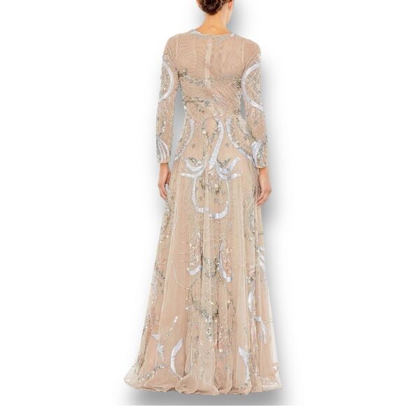MAC DUGGAL Women’s Long Sleeve Embellished Illusion Evening Gown in the Size 18 - Picture 6 of 14